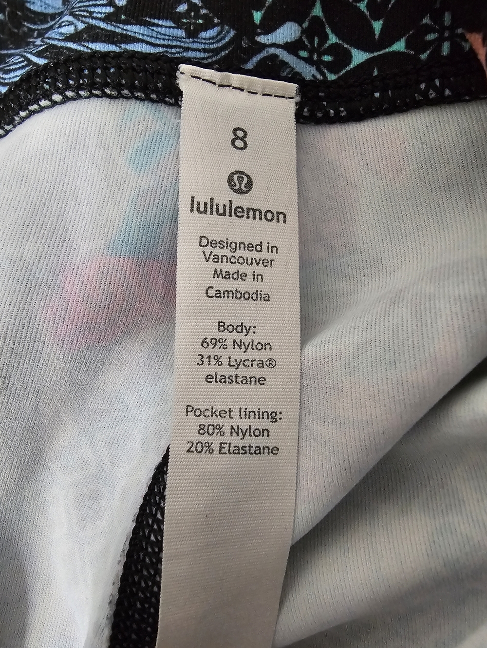 Lululemon Size 8 Floral Patchwork Leggings Black Multicolor Yoga Pants - Picture 7 of 10